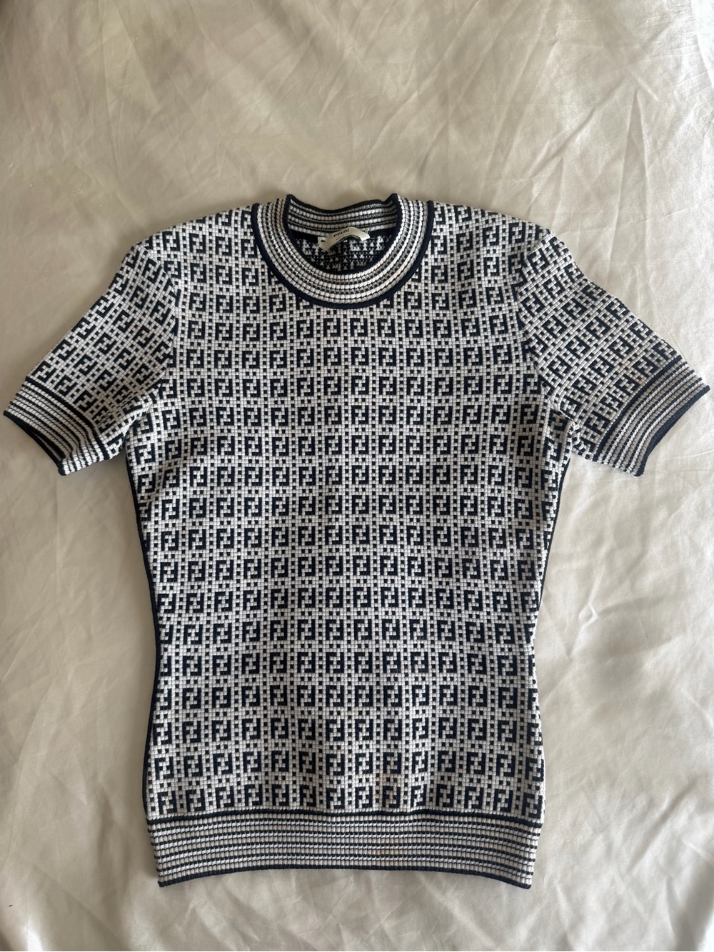 Fendi Black and White Monogram Short Sleeve Tee